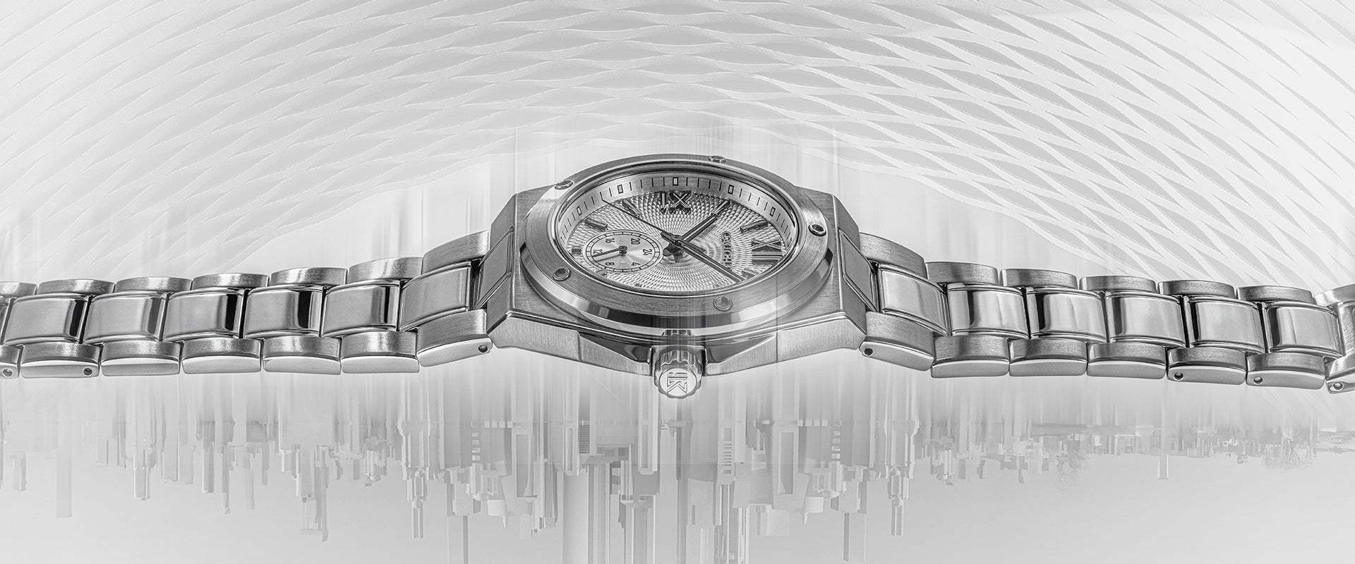 Pillarix collection vintage men watch with Stainless Steel Watch bracelet and silver dial