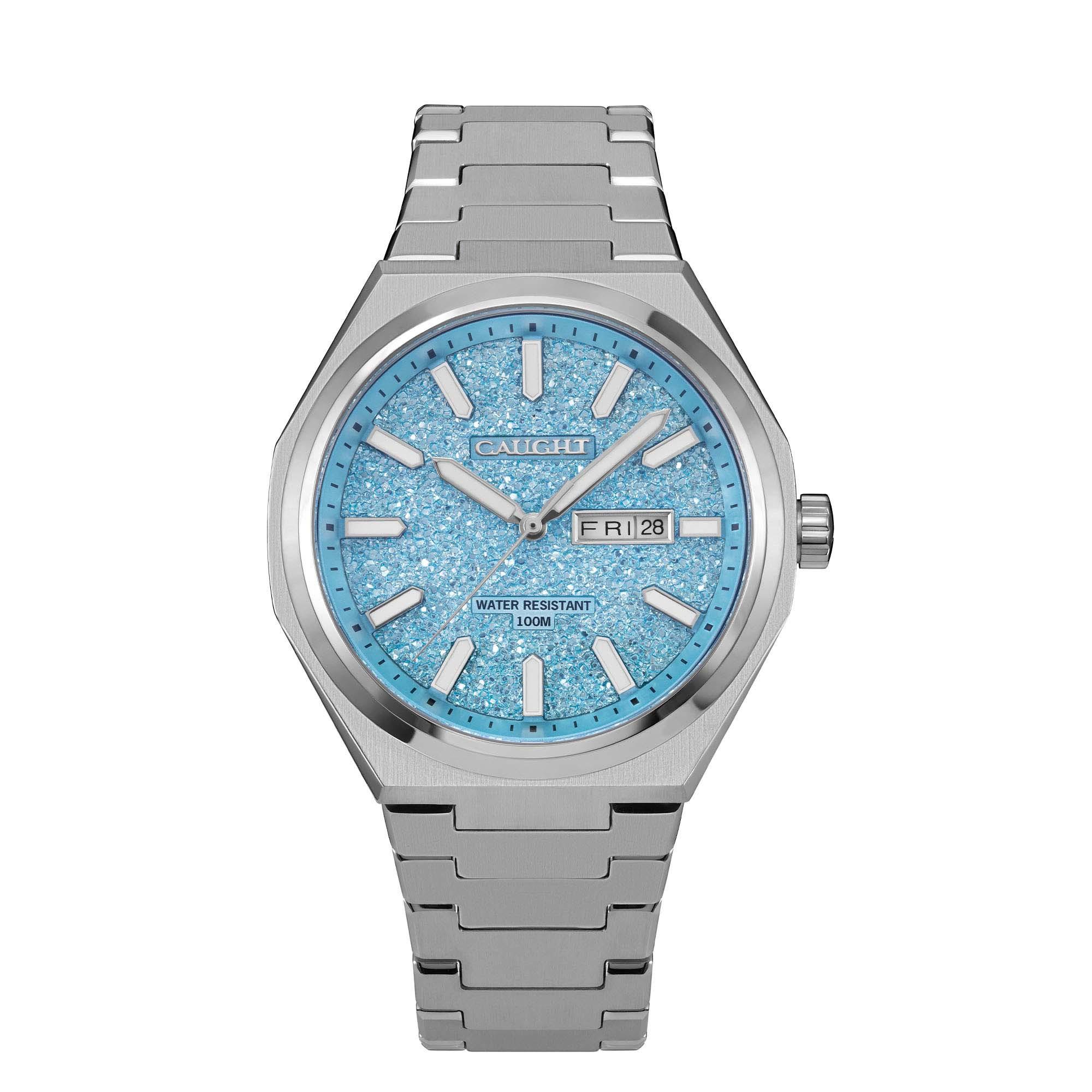 Arcana-Baby Blue Steel Watch for Men | Aventurine Dial 