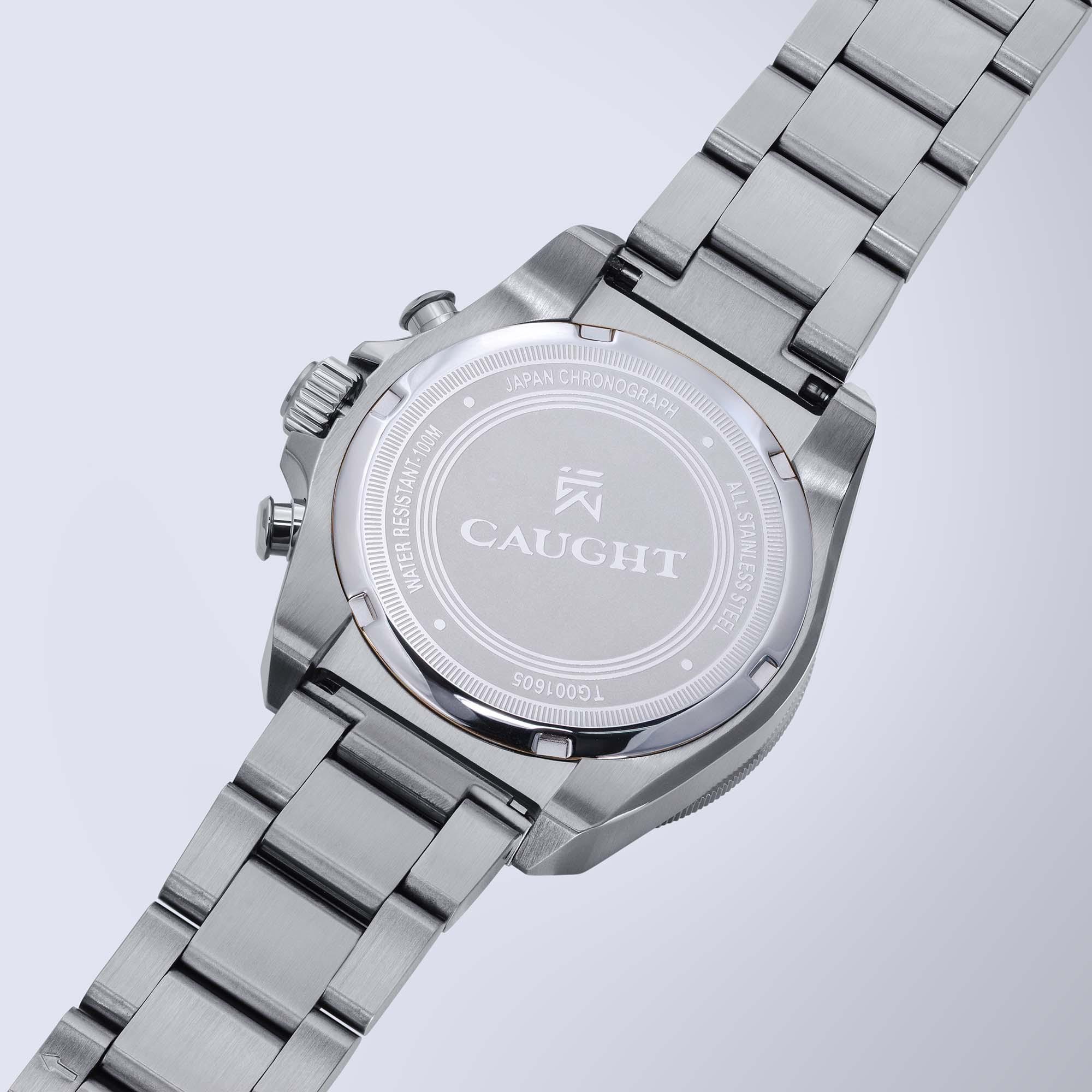 velocity watch-stainless steel case back-engraved CAUGHT LOGO