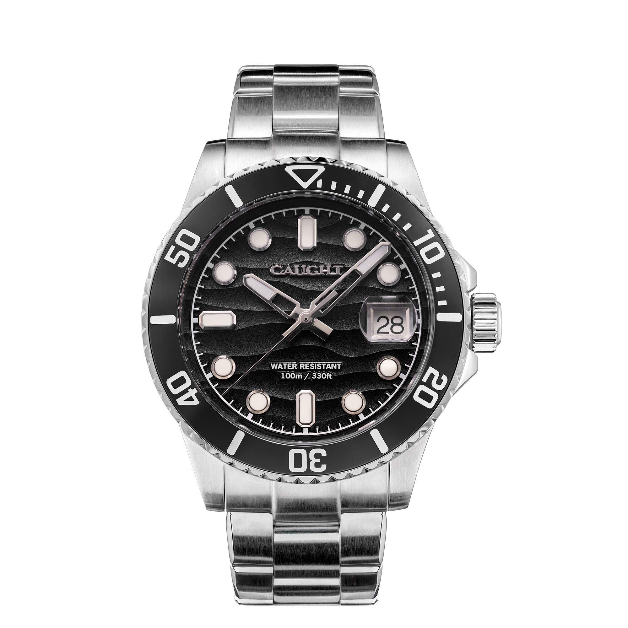 L00080-03 minimalist black dial watch with stainless steel strap - affordable luxury watches under $200