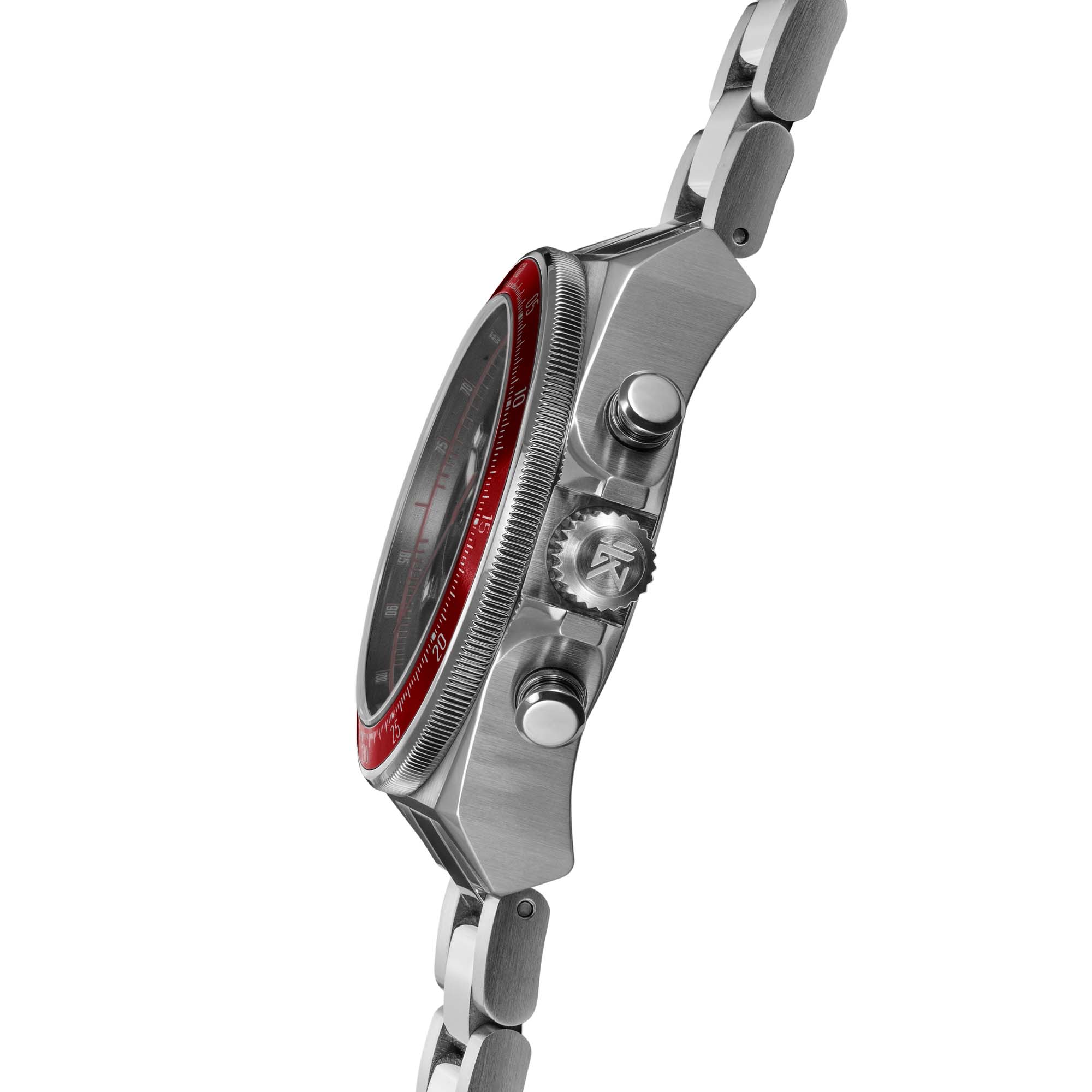 velocity watch-stainless steel crown-engraved CAUGHT LOGO