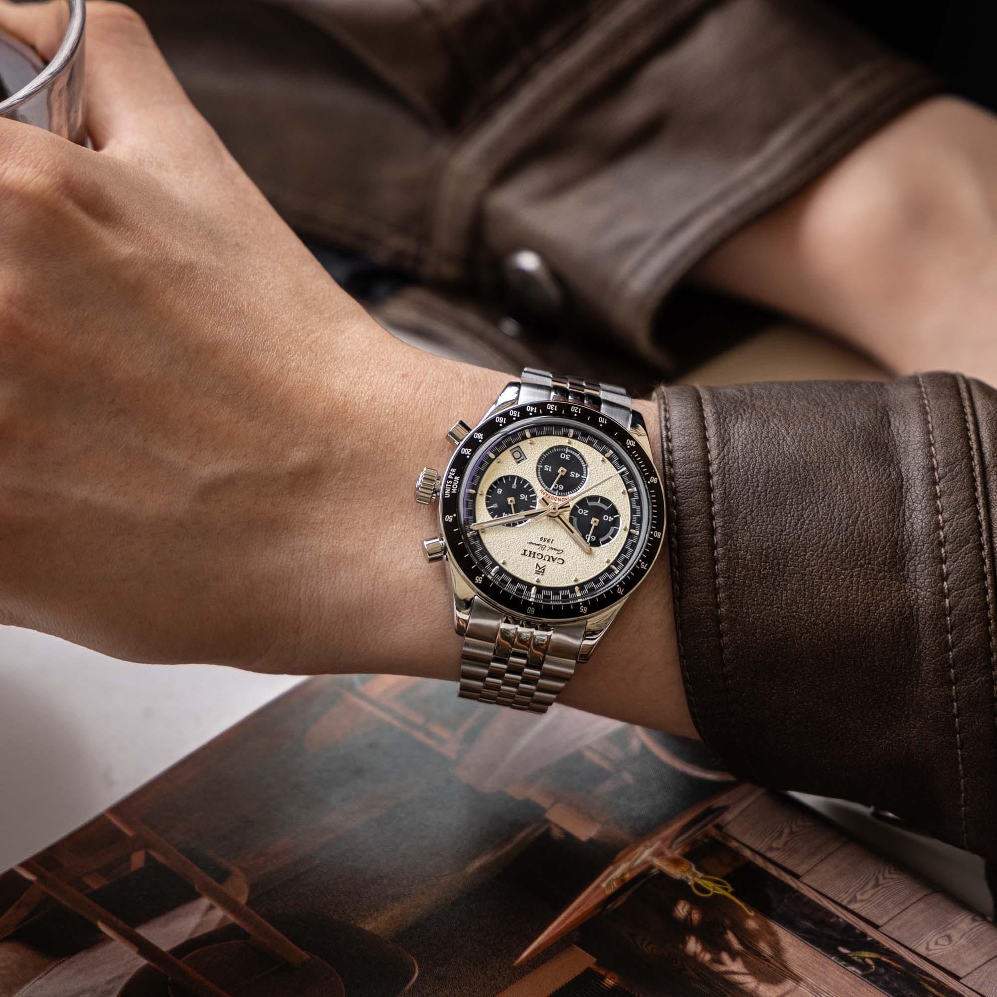 CAUGHT Grand Slammer On-Wrist Shot – Sporty Daytona “Homage” Watch for Men with Minimalist Design