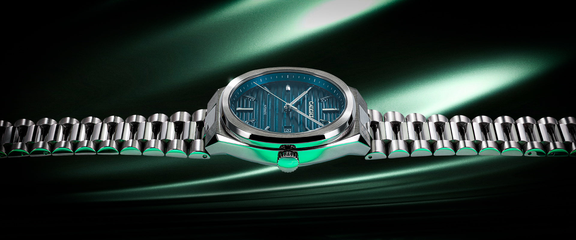 Epoch collection automatic watch with Stainless Steel Watch bracelet and deep blue dial 