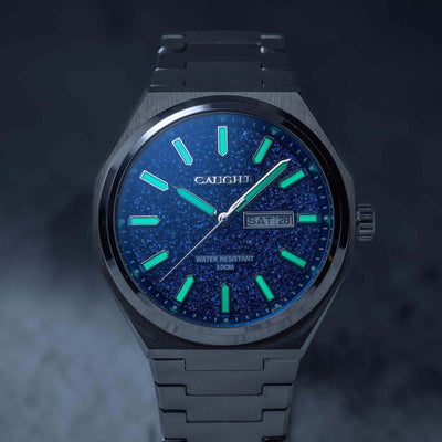 ARCANA Blue Dial Luxury Watch At Night-Super Luminous Hands And Marks