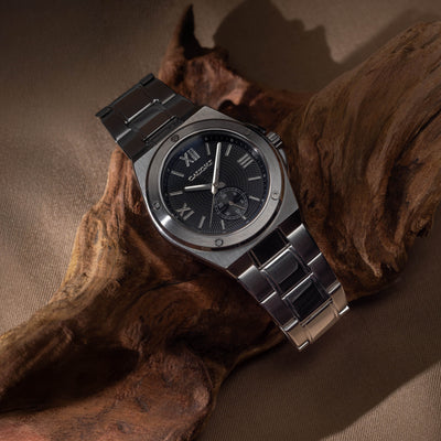 PILLARIX Roman Architecture Inspired Watch With Black Dial, Roman Numeral Markers