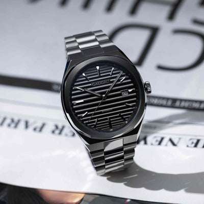 Epoch Black Dial Stainless Steel Watch