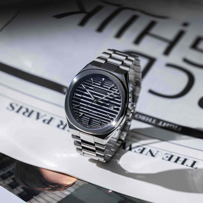 EPOCH Black Daily Stainless Steel Watch With Cigar Style Dial Design