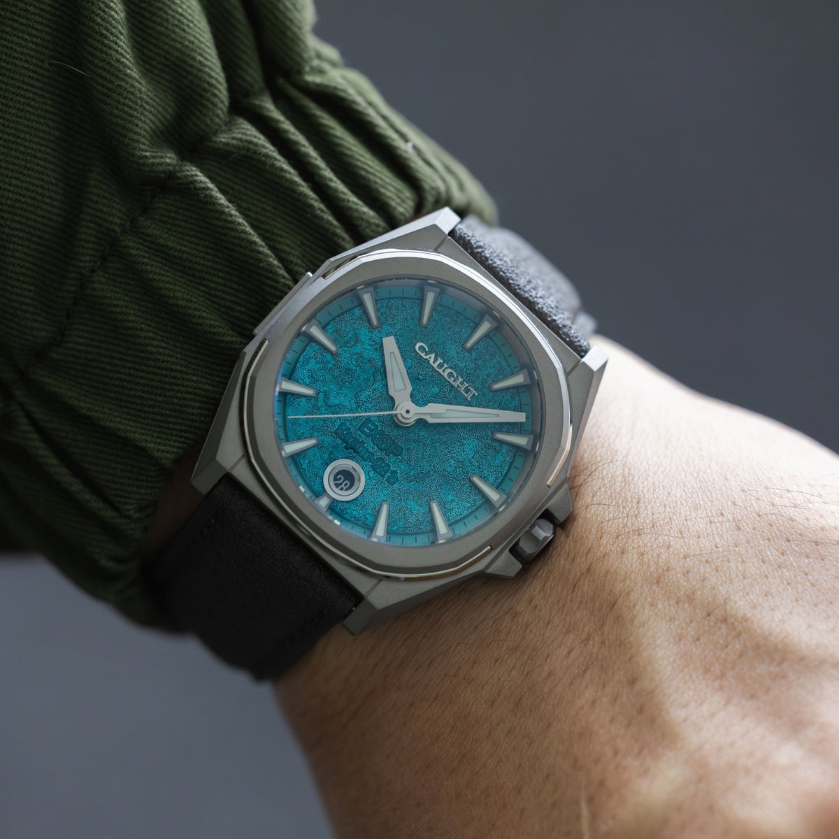 EXOP watch on wrist