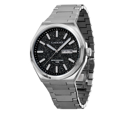 CAUGHT ARCANA Watch - Black Dial Showcasing Aventurine-Inspired Granular Finish With Natural Depth And Luxury Effect