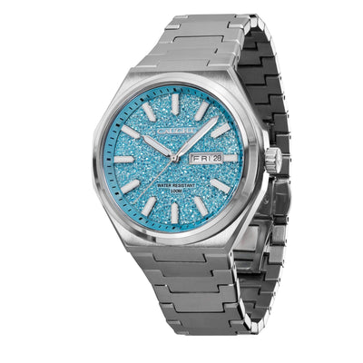 CAUGHT ARCANA Watch - Baby Blue Dial Showcasing Aventurine-Inspired Granular Finish With Natural Depth And Luxury Effect