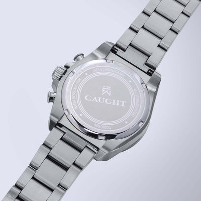Velocity watch-stainless steel case back-engraved CAUGHT LOGO
