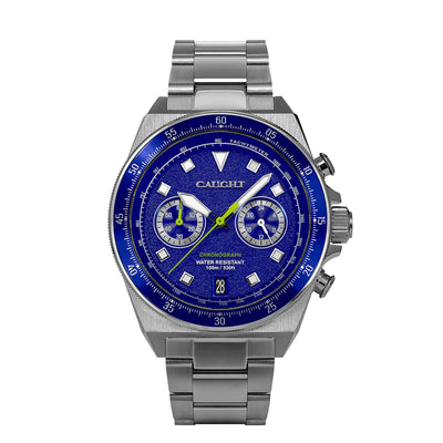 Velocity collection dive watch with a deep blue dial and luxury stainless steel band