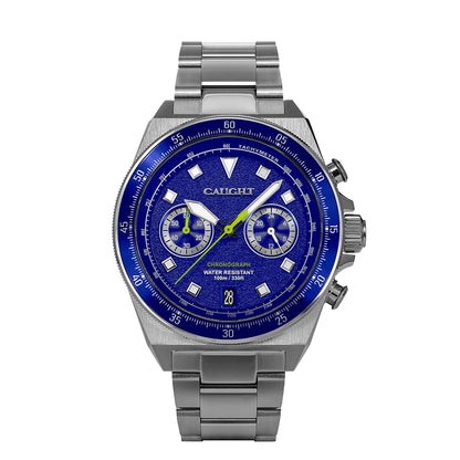 Velocity collection dive watch with a deep blue dial and luxury stainless steel band