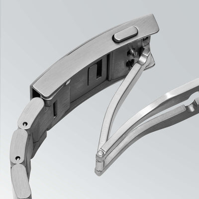 Velocity watch-silver steel bracelet with safety clasp