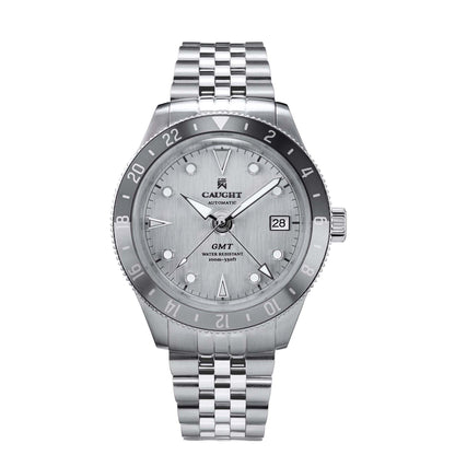 Nomad Stainless steel band silver grey automatic watch with GMT Function