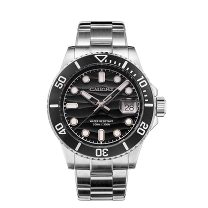 L00080-03 minimalist black dial watch with stainless steel strap - affordable luxury watches under $200  