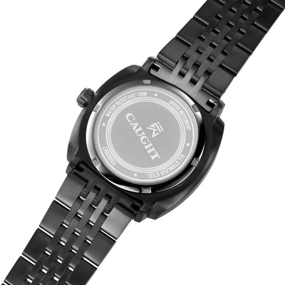 Lucent - Aqua Sea Blue， Case back with logo with stainless steel watch bracelet