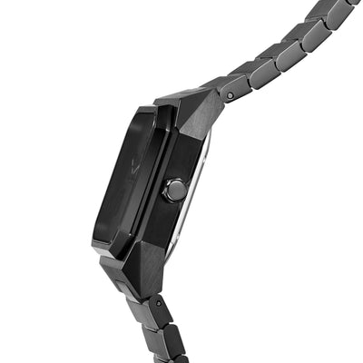 Monarch carbon black dial with silver 316L stainless steel case and bracelet 