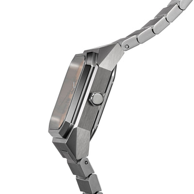 Monarch salmon dial with silver 316L stainless steel case and bracelet 