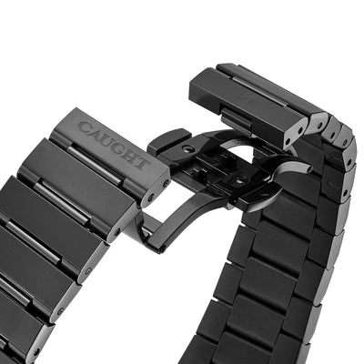 Brushed 316L stainless steel bracelet of Monarch carbon black automatic watch with butterfly clasp