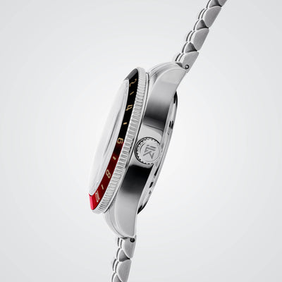 CAUGHT's Nomad Collection Silver Watch Side With Screw Crown  Stainless Steel