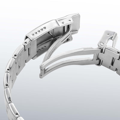Caught silver steel watch strap & buckle