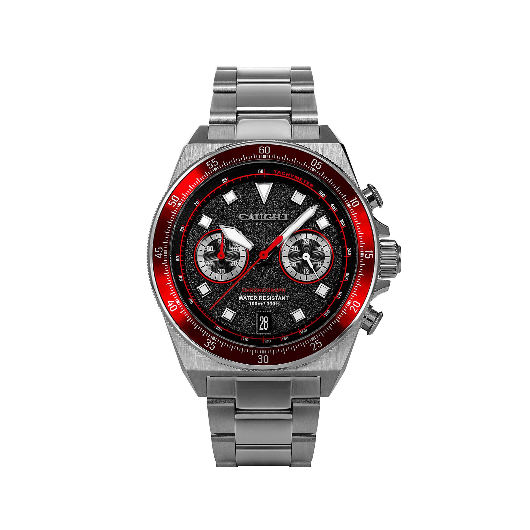 Velocity - red watch with black dial and silver band
