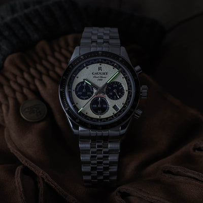 CAUGHT Grand Slammer Watch – White Dial Image At Night